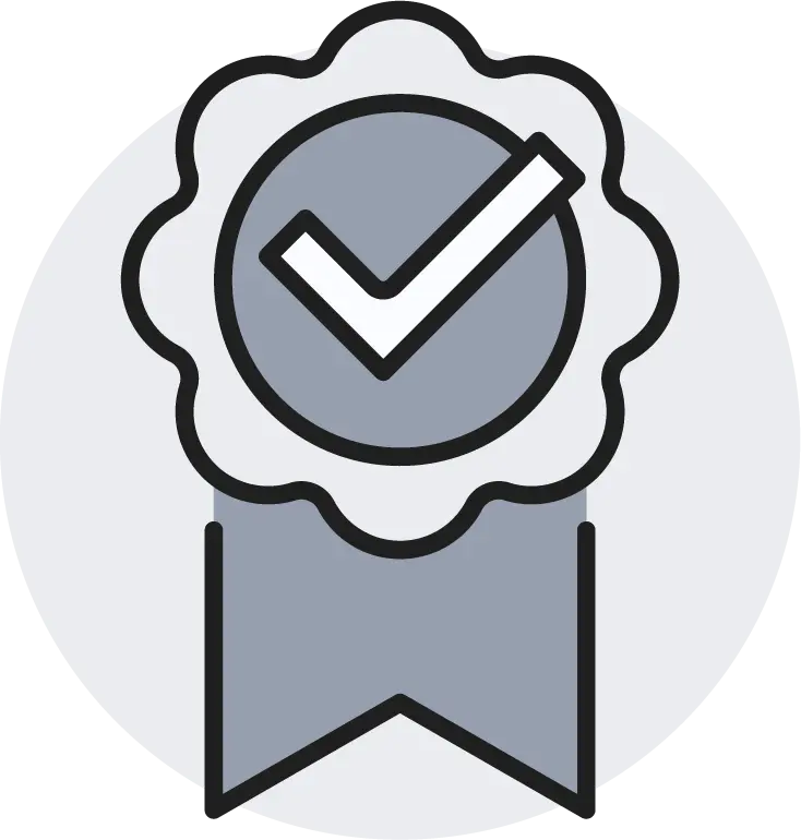 Icon of a ribbon with check mark