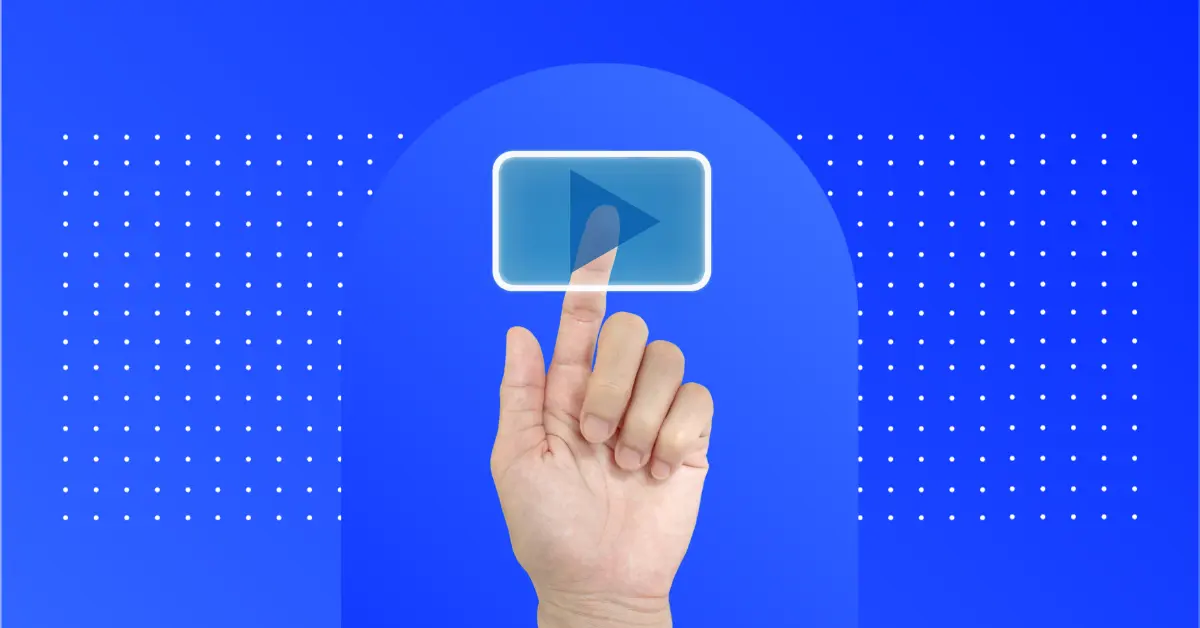 Finger pointing to a play button.