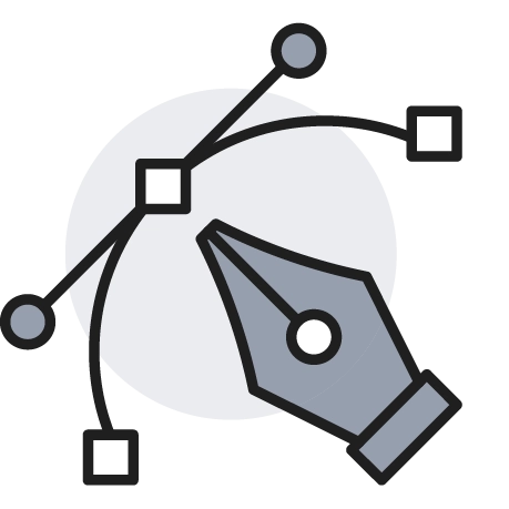 Icon of a pen creating a vector shape.