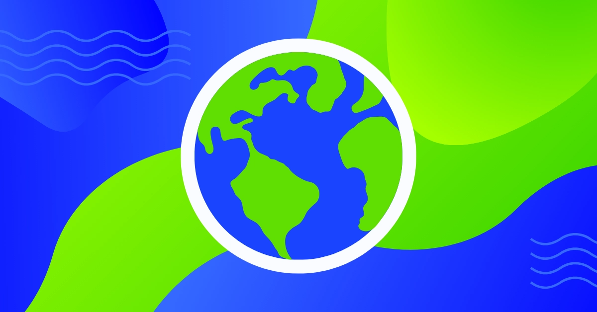Illustration of Earth on a green and blue background.