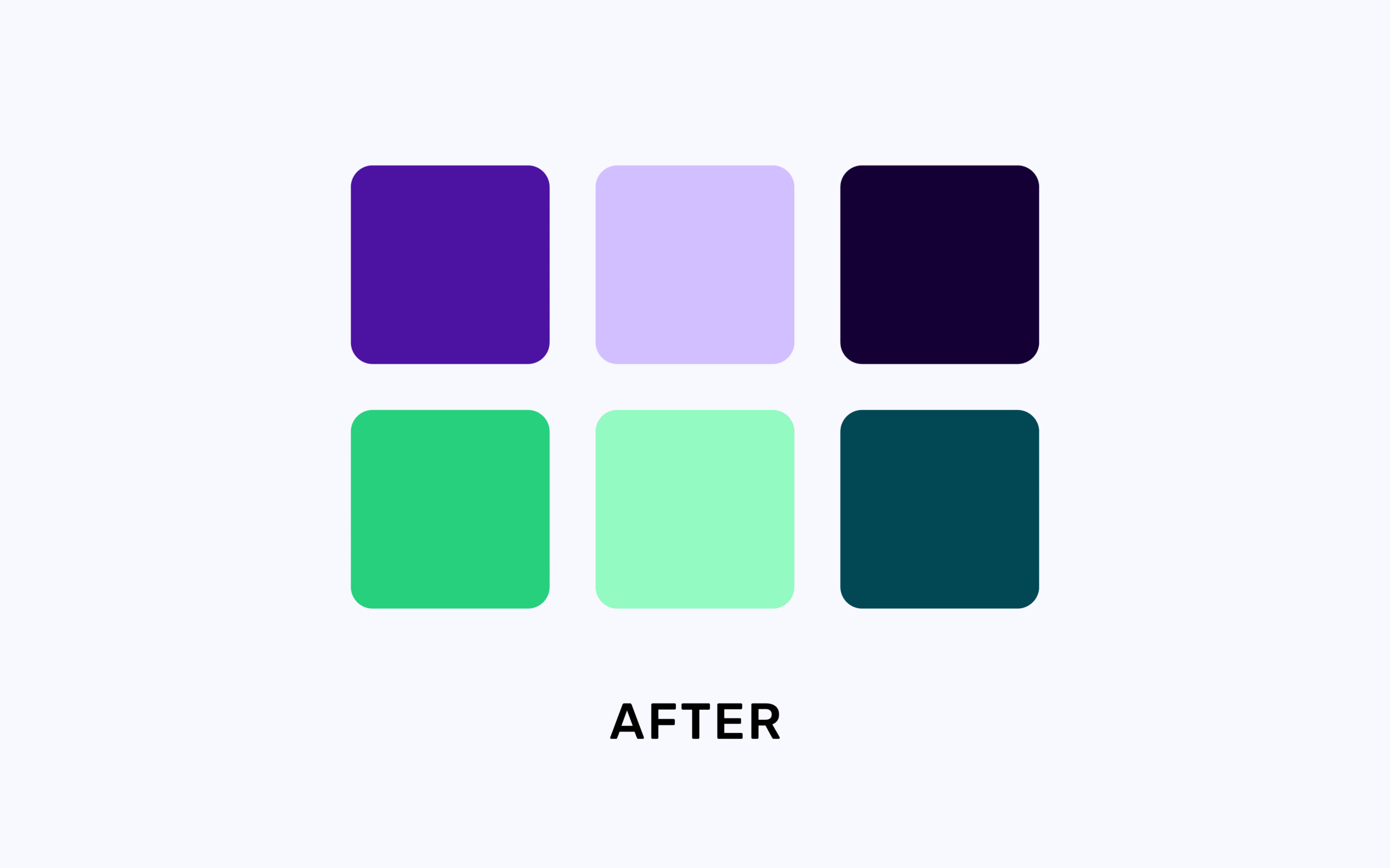 After sample of AMI's brand colors which are vibrant purples and greens.