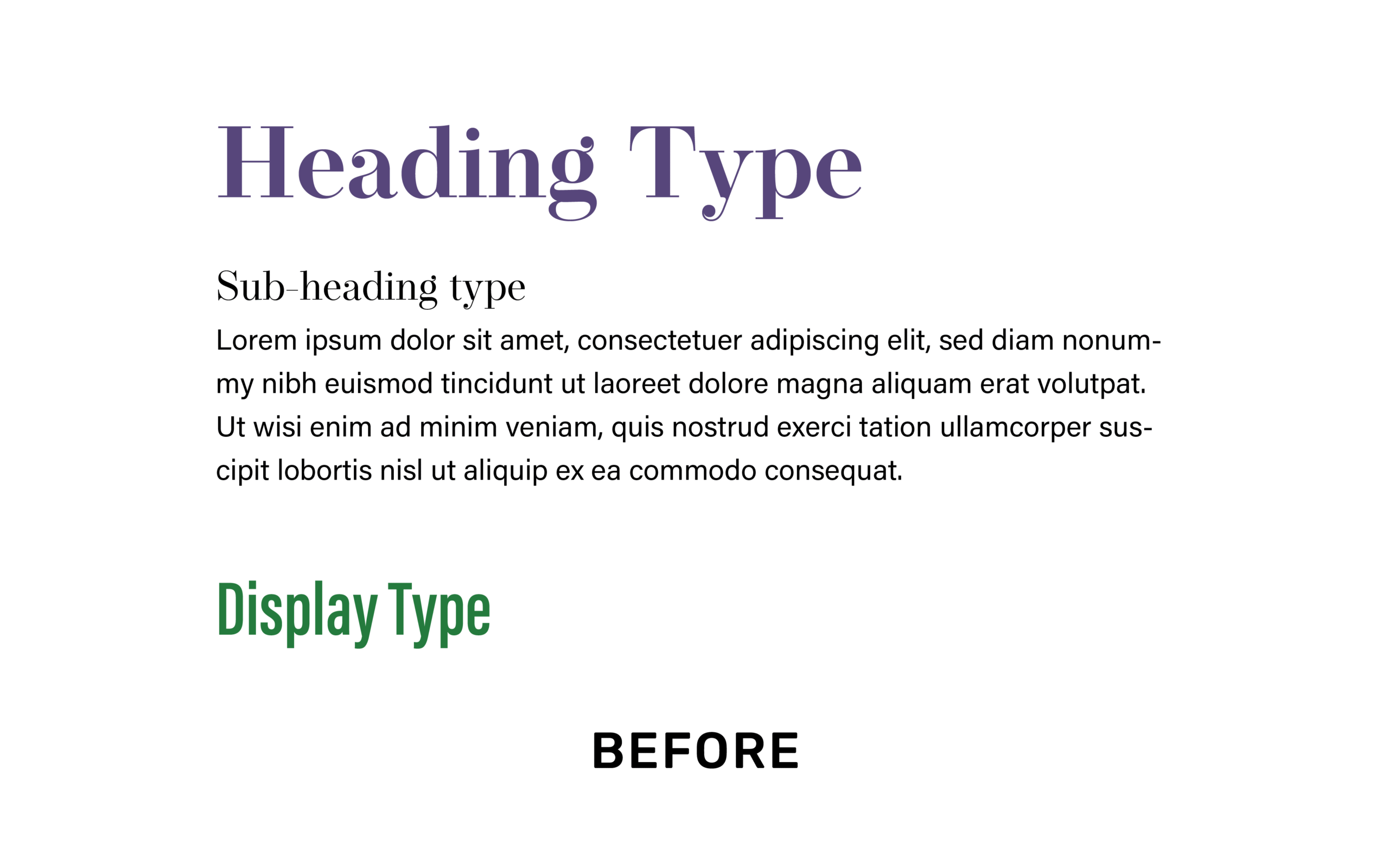 Before sample of AMI's typography usage that includes serif fonts.